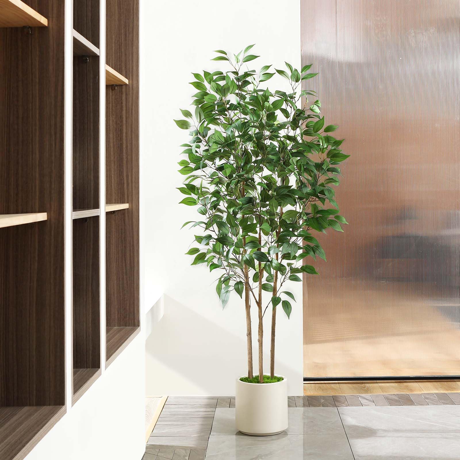 Ficus Artificial Tree 5ft Tall Fake Ficus Tree for Home Decor Indoor Faux Silk Ficus Plant Fake