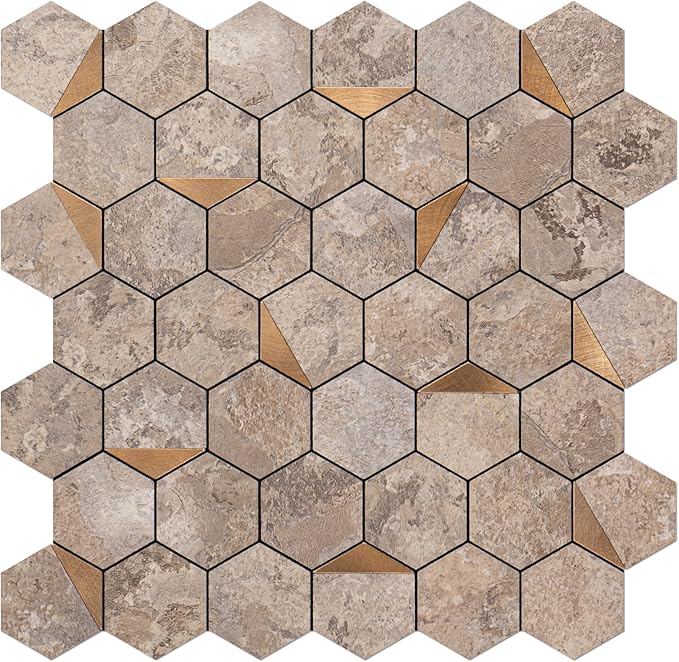 Hexagon Peel and Stick Backsplash, 10-Sheet Peel and Stick Tiles PVC Wall Tile