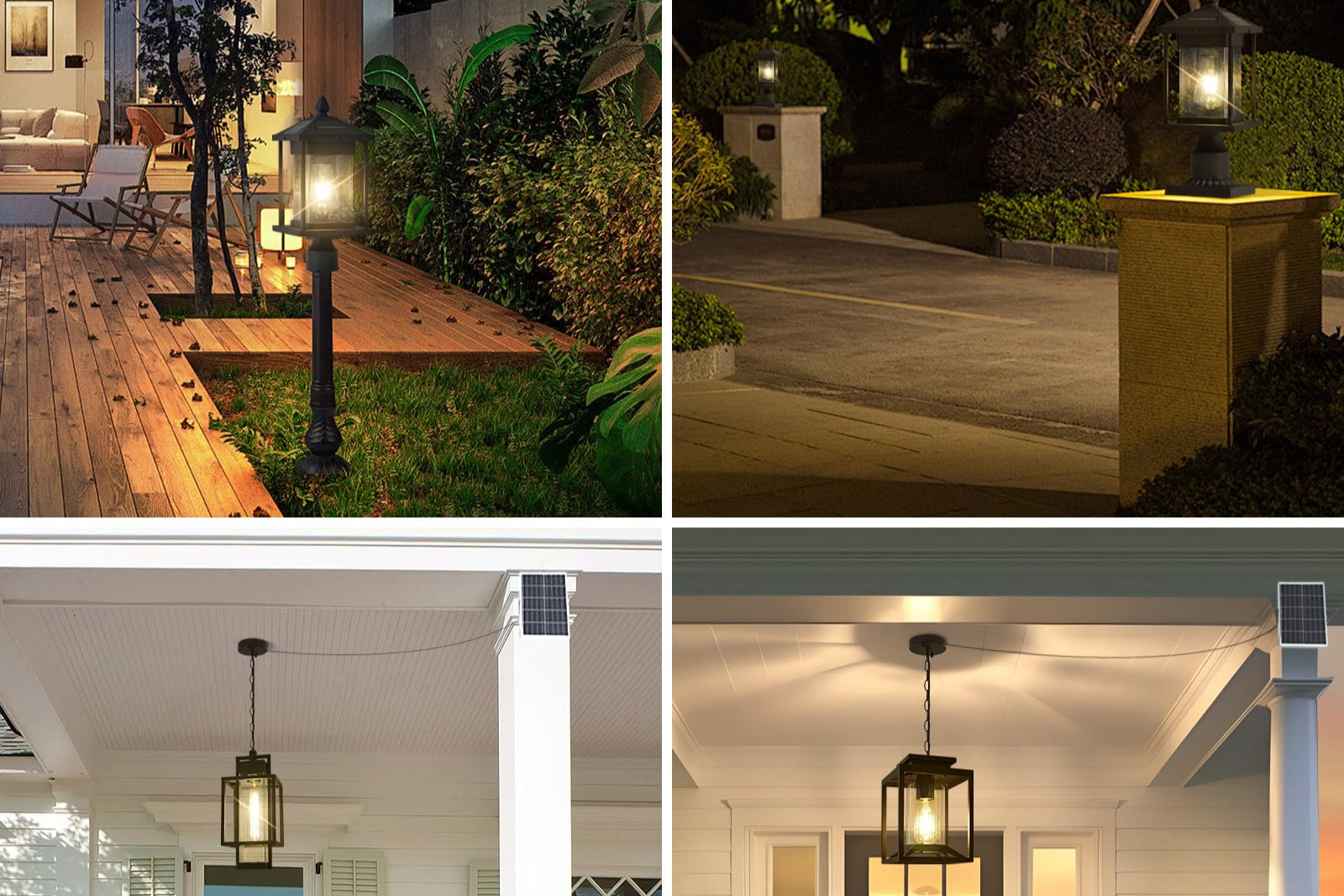16 Inch Outdoor Solar Post Lights, 3000K Dusk to Dawn Solar lamp Post Light