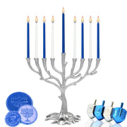 Tree of Life Menorah Rustic Gold Finish for Hanukkah (Rustic Nickel Finish)