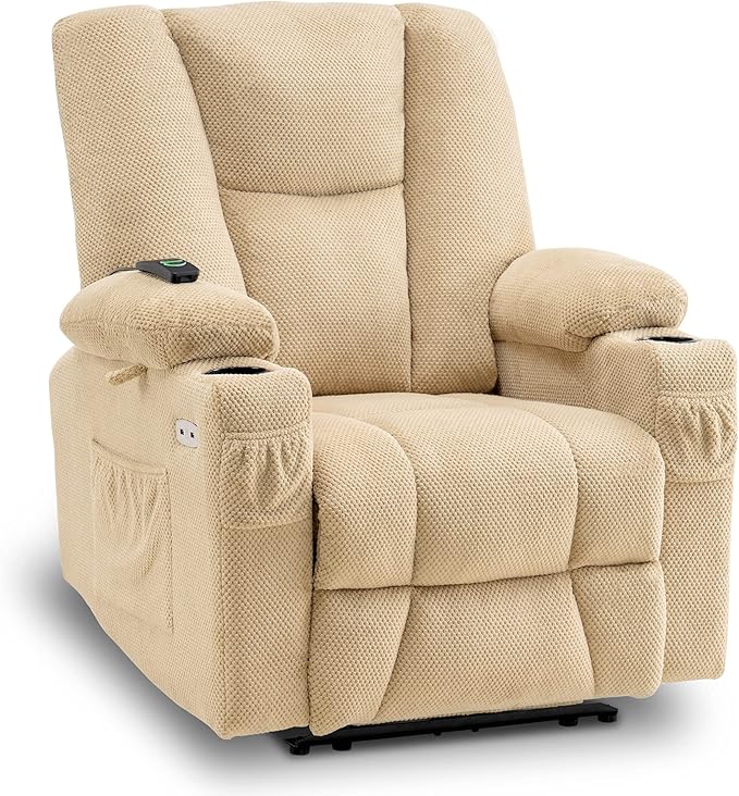 Power Recliner Chair with Heat & Vibration, USB & Type C Charge Ports