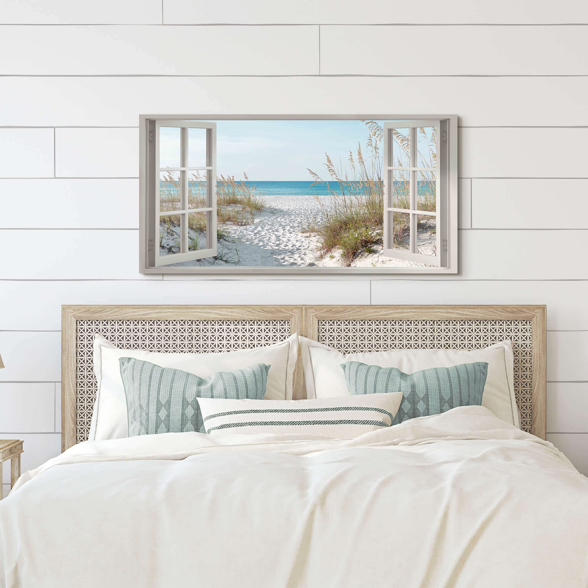 Window Beach Wall Art Prints: Modern Large Tropical Coastal Landscape Canvas