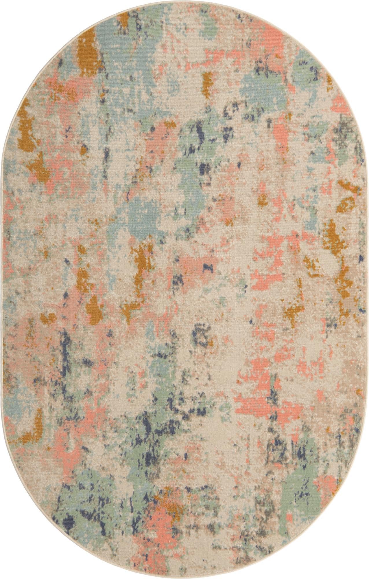 Lotus Collection Area Rug - Royal (5' x 8' Oval Multi/Ivory)