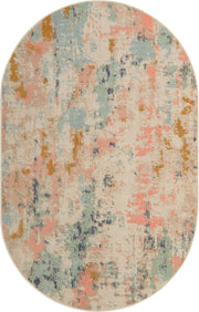 Lotus Collection Area Rug - Royal (5' x 8' Oval Multi/Ivory)