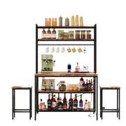 Kitchen Island with Stools, Dining Table Set with Storage and Power Outlet