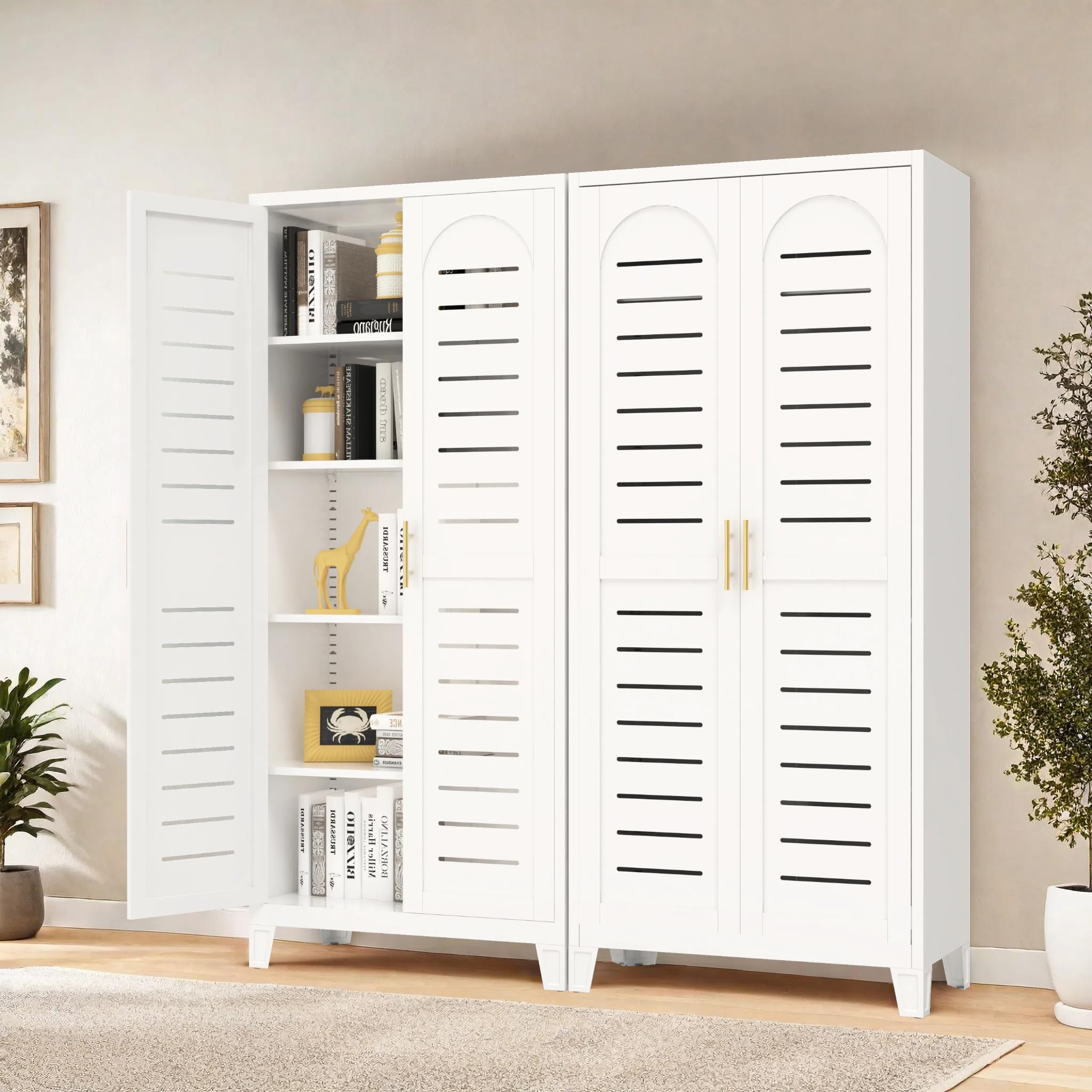 71" Metal Storage Cabinet, Kitchen Pantry Cabinet with 2 Doors and 4 Adjustable Shelves