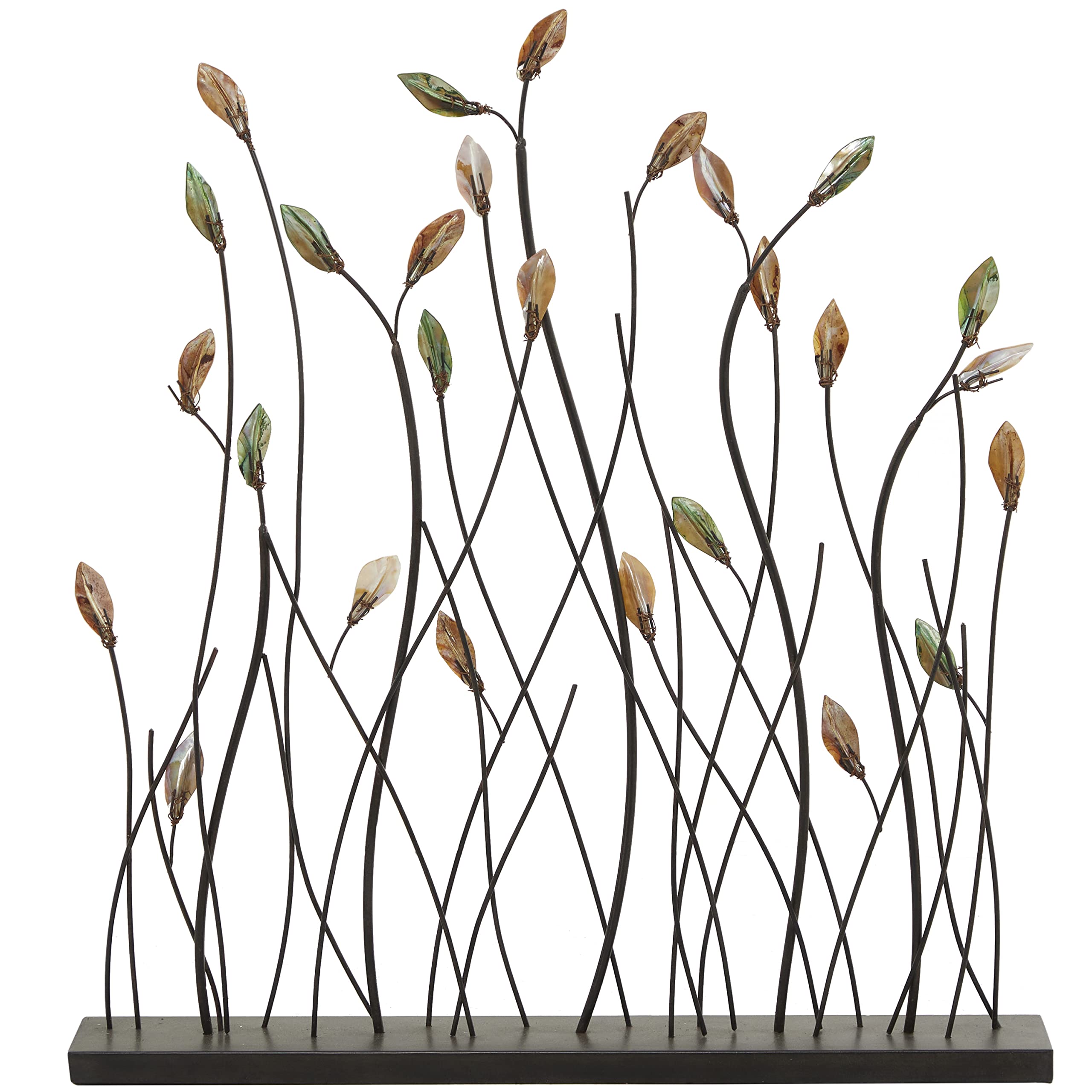 Metal Leaf Decorative Sculpture Home Decor Statue with Black Base