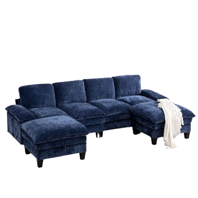 Oversized Modular Sectional Sofa, 122” U-Shaped Couch with Movable Ottoman