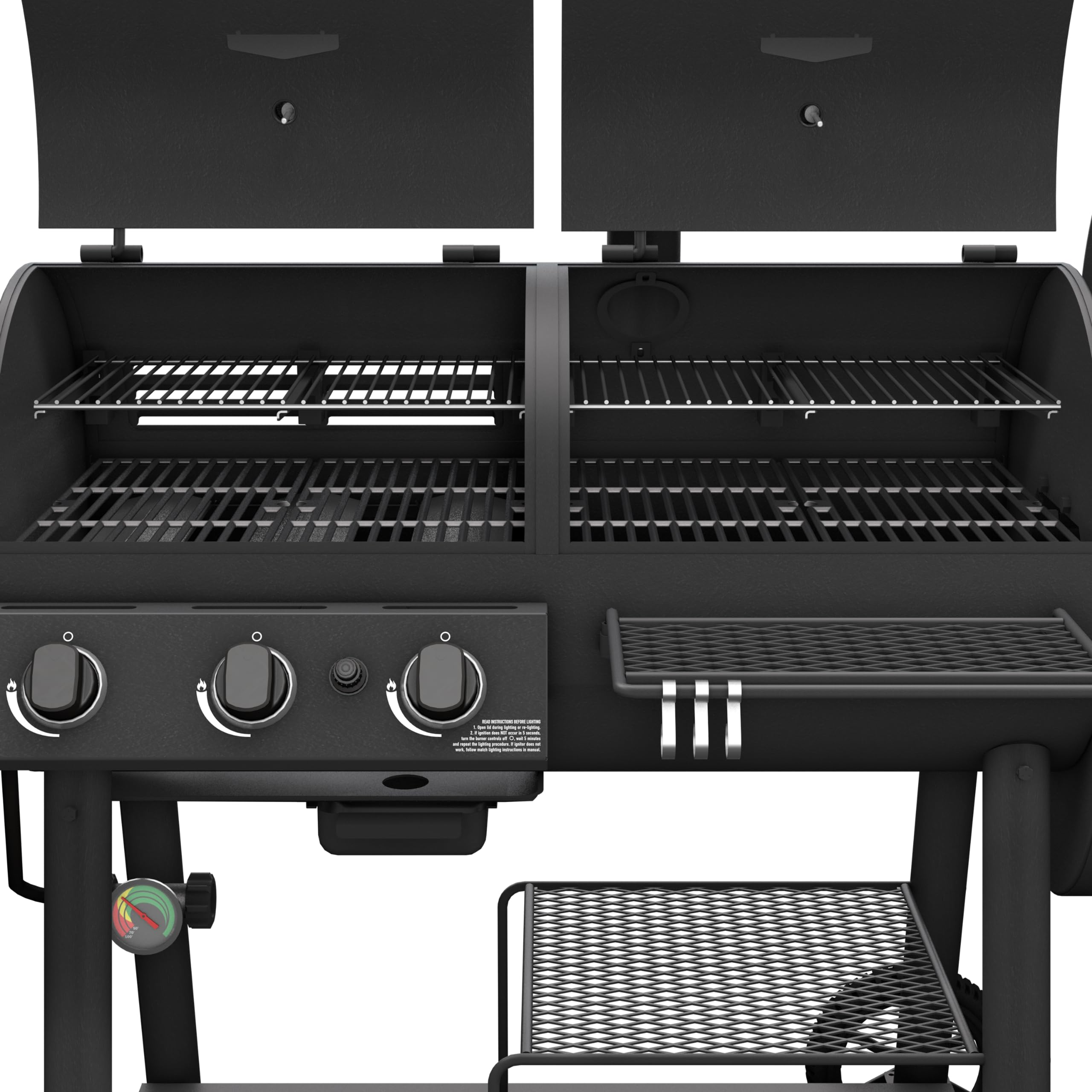 Canyon™ Deluxe Charcoal and Propane Gas Combination Smoker and Grill, Black Steel