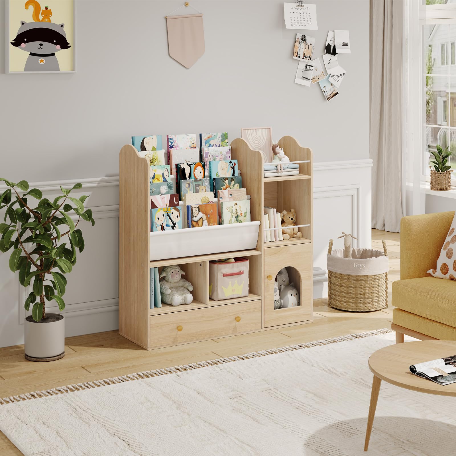 Toy Storage Organizer, Toy Organizers and Storage with 5 Storage Cubbies and Large Drawer
