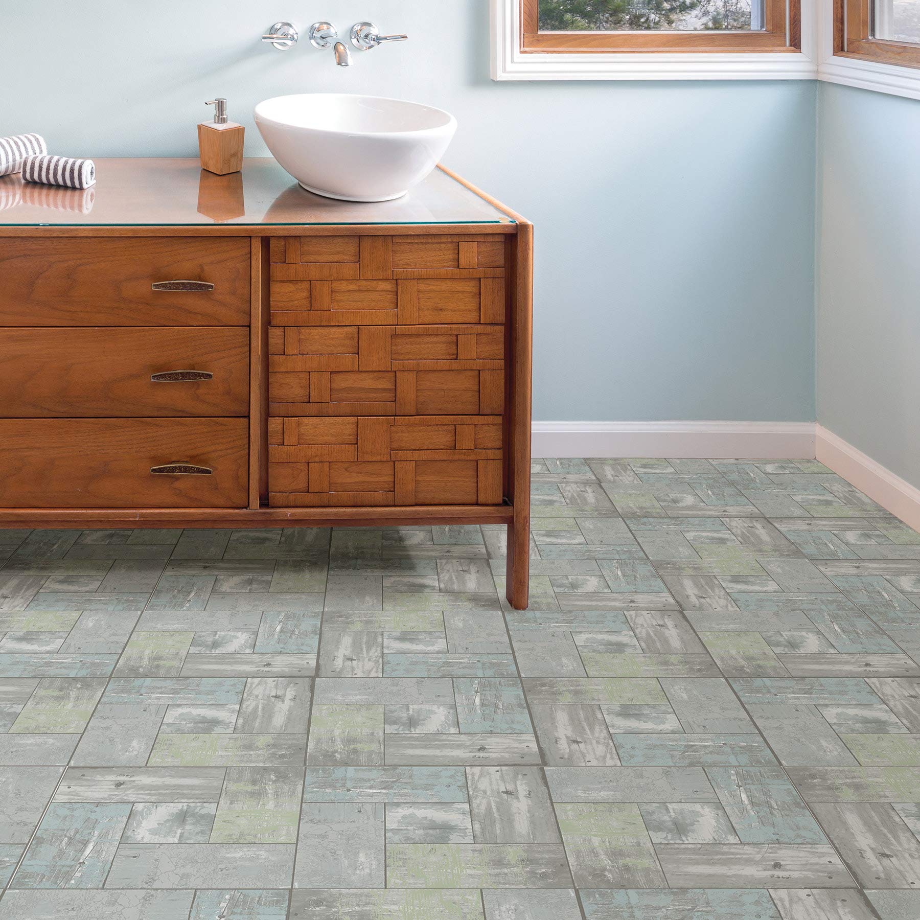 Boardwalk Peel & Stick Floor Tiles, Grey