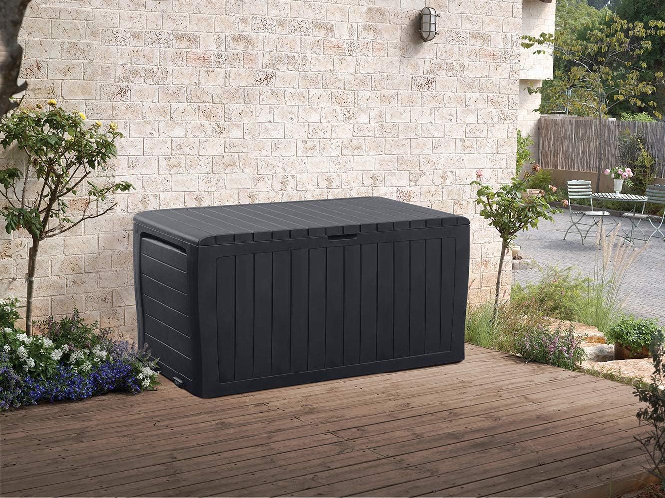 Outdoor Resin Patio Deck Storage Box with Seat