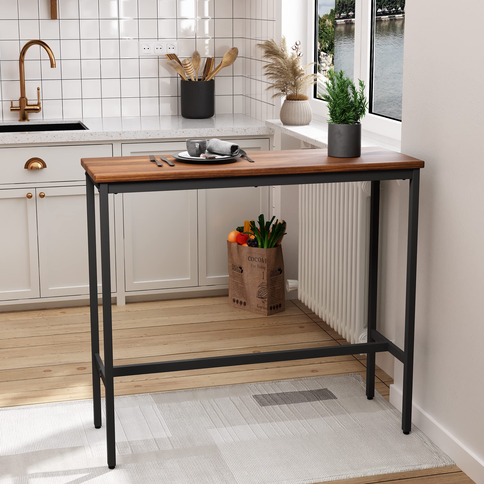 Rectangle Bar Table 41" Bar Height Pub Table Industrial Table for Kitchen Dining Room