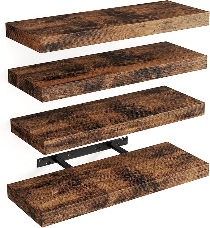 Floating Shelves for Wall, Wall Mounted Rustic Wood Shelves for Bathroom, Living Room