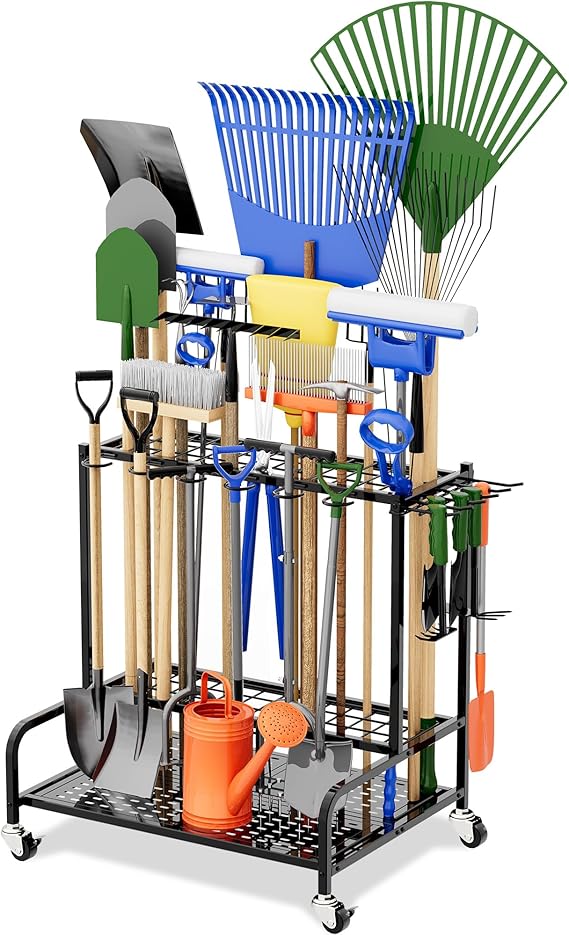 Garden Tool Organizer, Yard Tool Tower Rack for Garage Organization and Storage