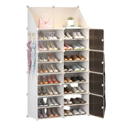Shoe Rack Storage Cabinet with Doors, Key Holder, Portable Shoes Organizer