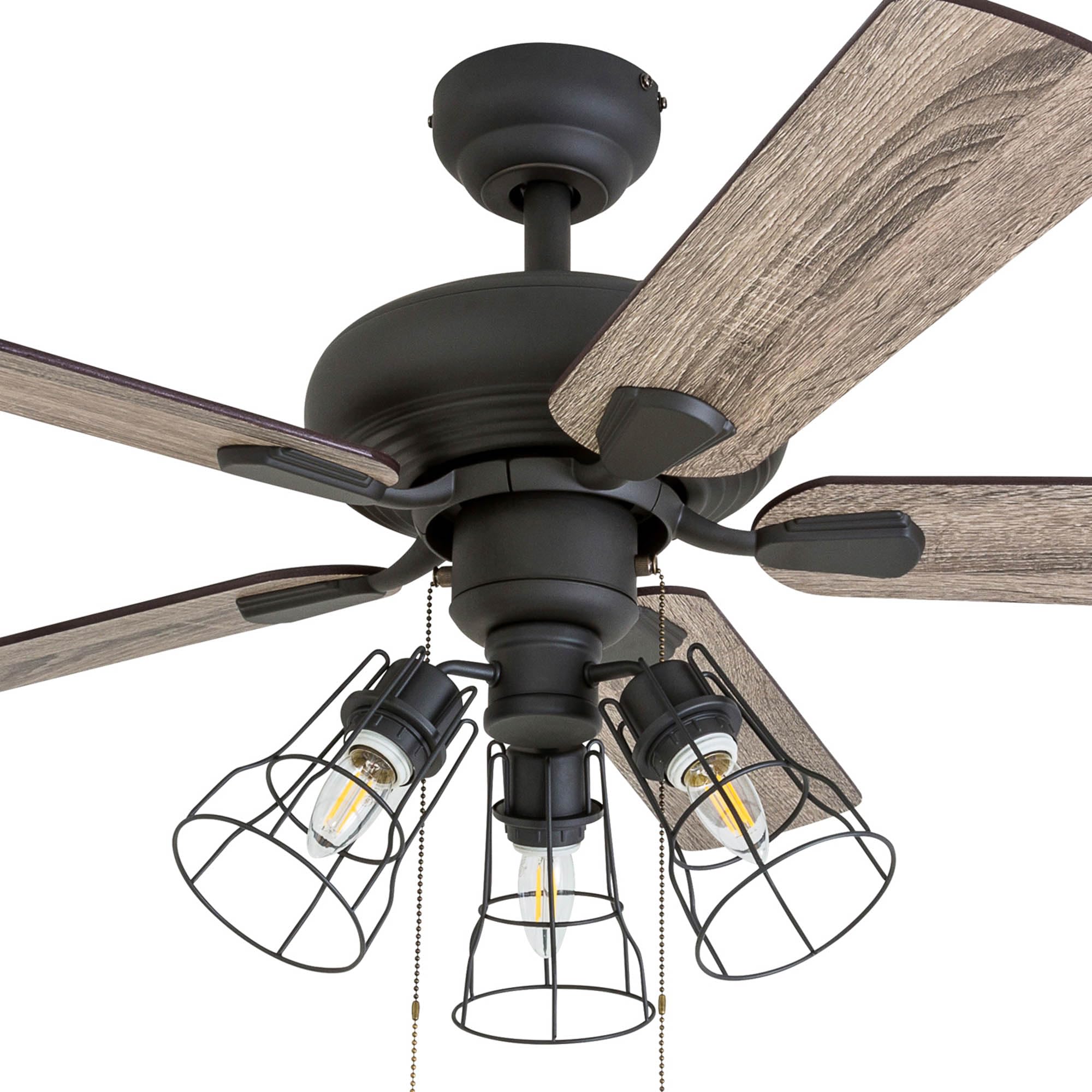 Madison County, 42 Inch Industrial Style LED Ceiling Fan with Light, Remote Control