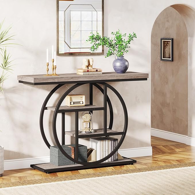 41.3" Console Table, Industrial 4-Tier Sofa Table Entryway Table