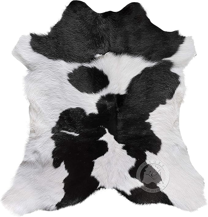 100% Genuine Calf Hide Brown & White Cowhide Rug - Modern Style Calfskin Rug