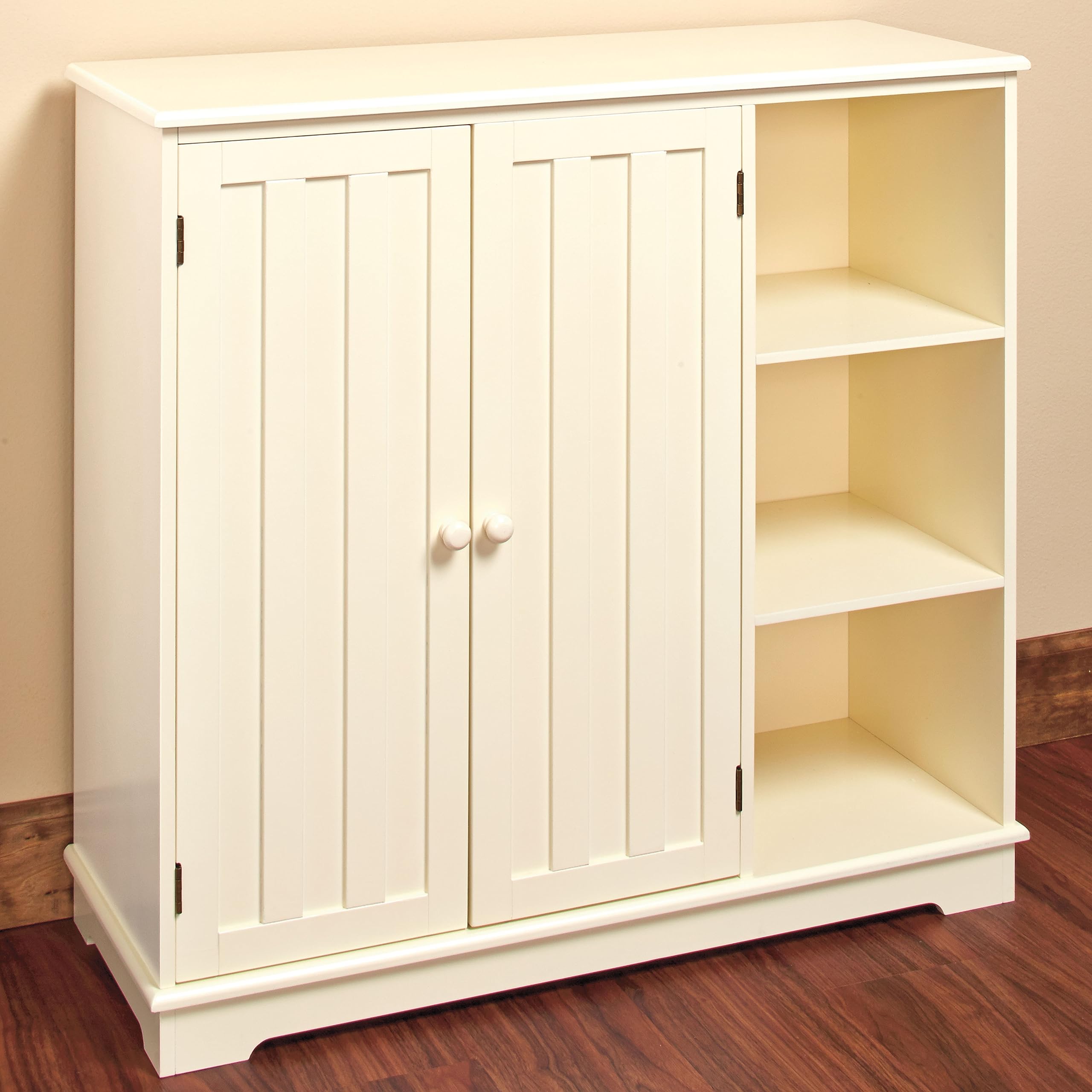 Beadboard Buffet Sideboard Storage Cabinet - Off White