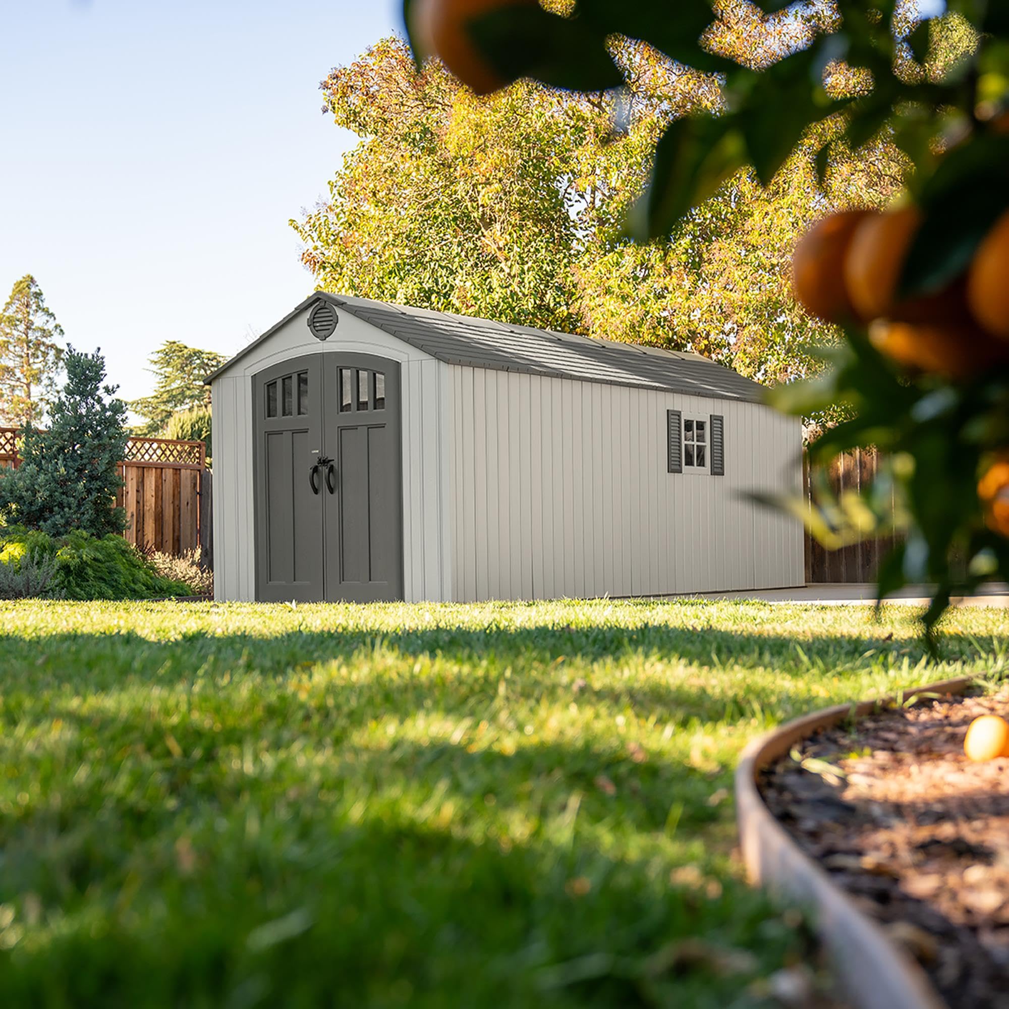Large Outdoor Storage Shed, 8 x 20 Foot, Gray