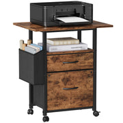 2 Drawer File Cabinet with 24'' Extended Desktop, Mobile Filing Cabinet
