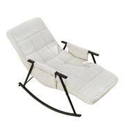 High Back Nursery Rocking Chair with Foot Rest, Teddy Upholstered Reclining Glider Rocker