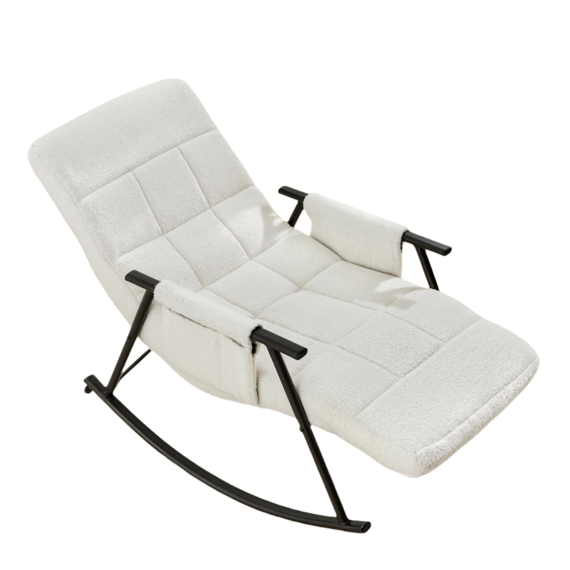 High Back Nursery Rocking Chair with Foot Rest, Teddy Upholstered Reclining Glider Rocker