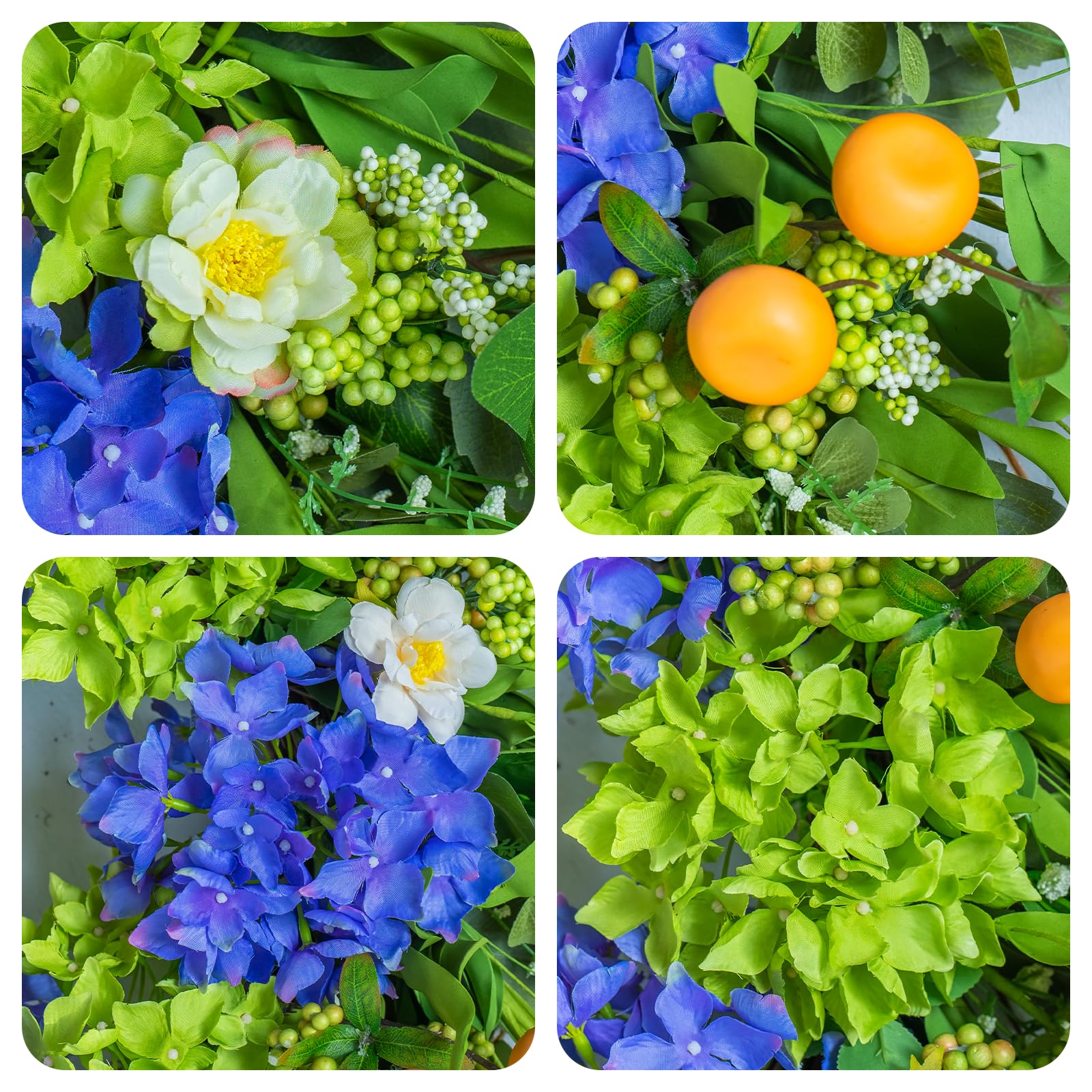 Wreaths for Front Door, Soomeir Spring Door Wreath Outside, Artificial Hydrangea Wreaths