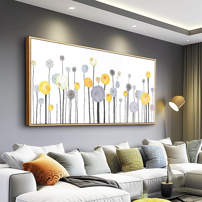 Wood Framed Canvas Wall Art - Large Abstract Ink Canvas Prints for Living Room
