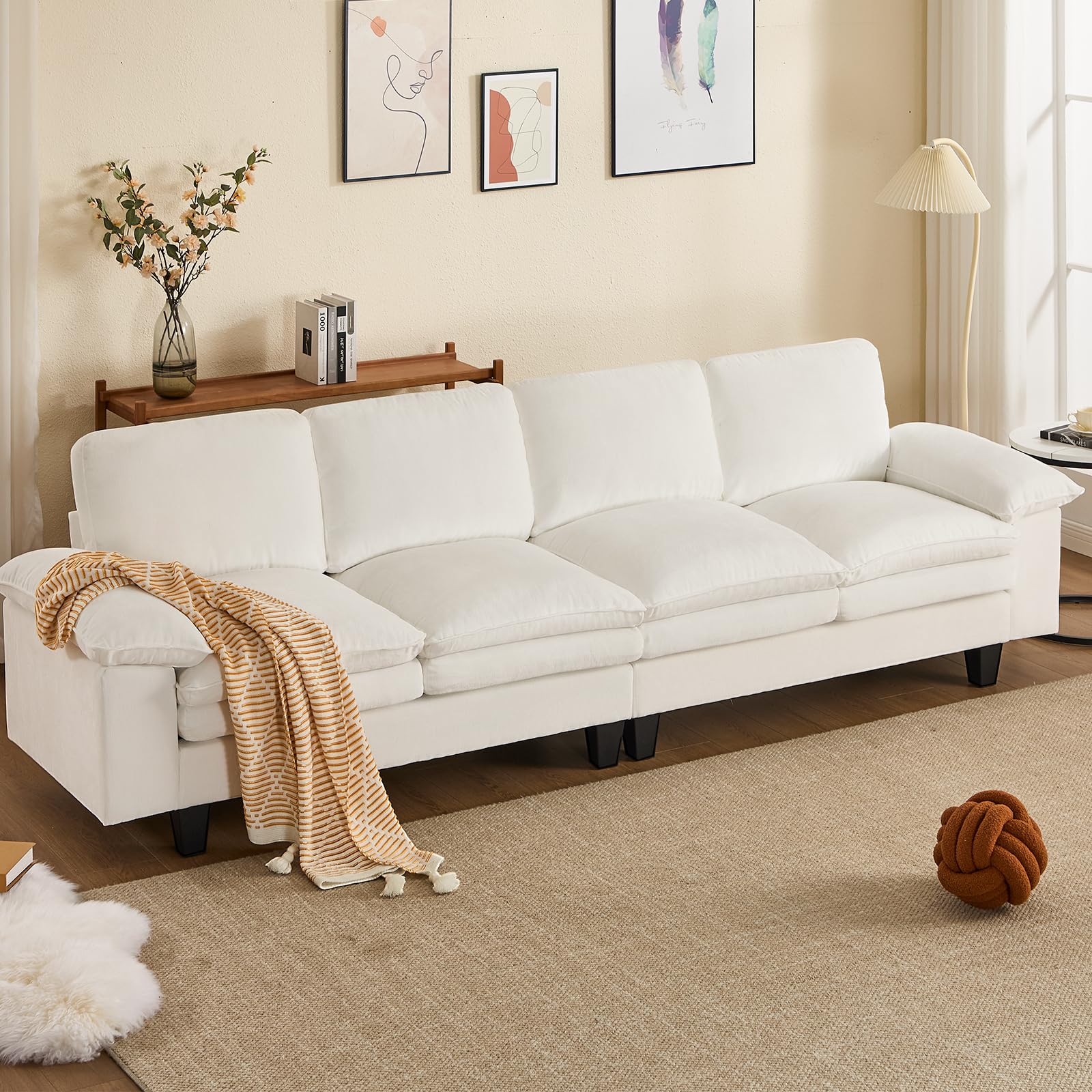 Oversized Modular Sectional Sofa, 122” U-Shaped Couch with Movable Ottoman