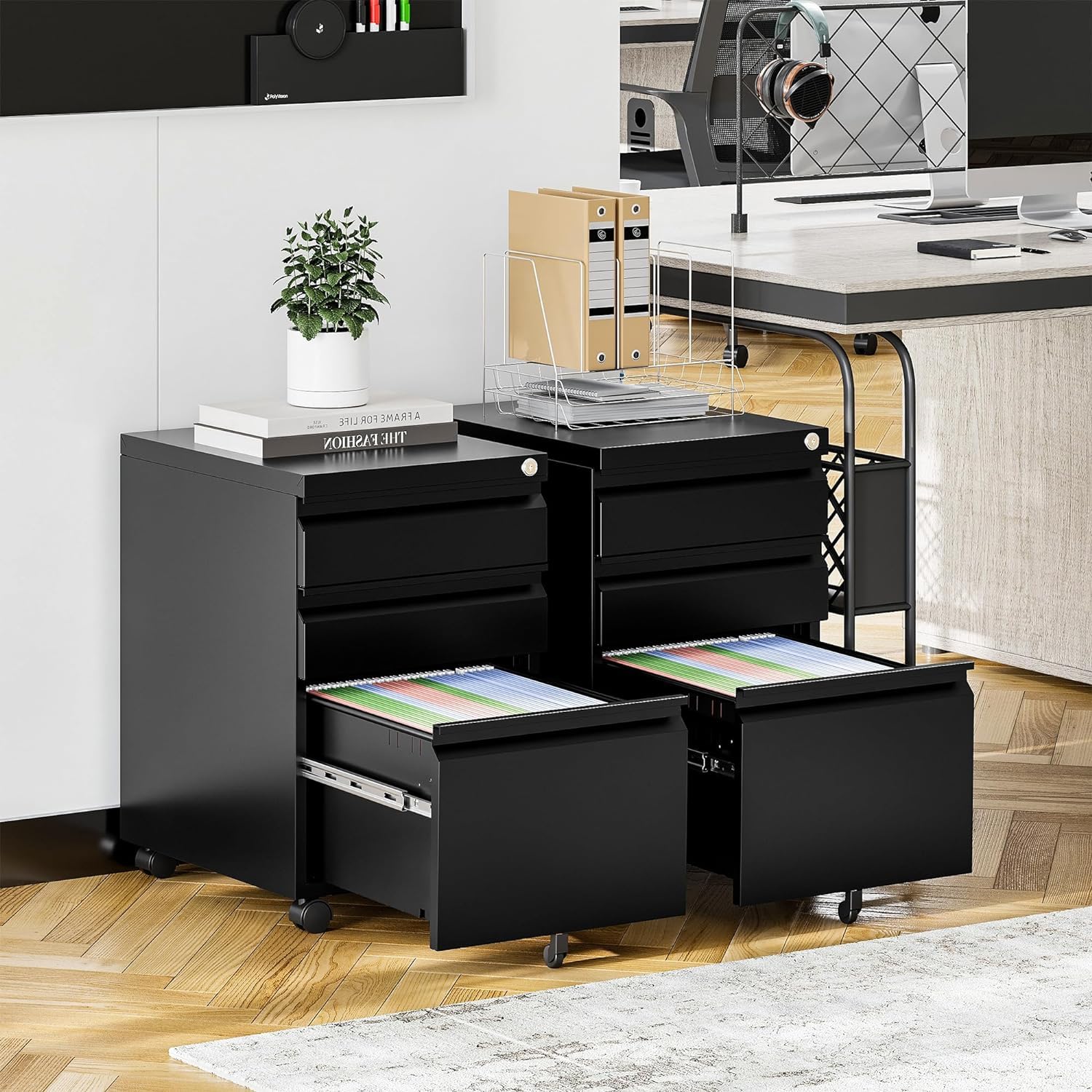 3 Drawer Filing Cabinet, File Cabinets for Home Office, Locking File Cabinet