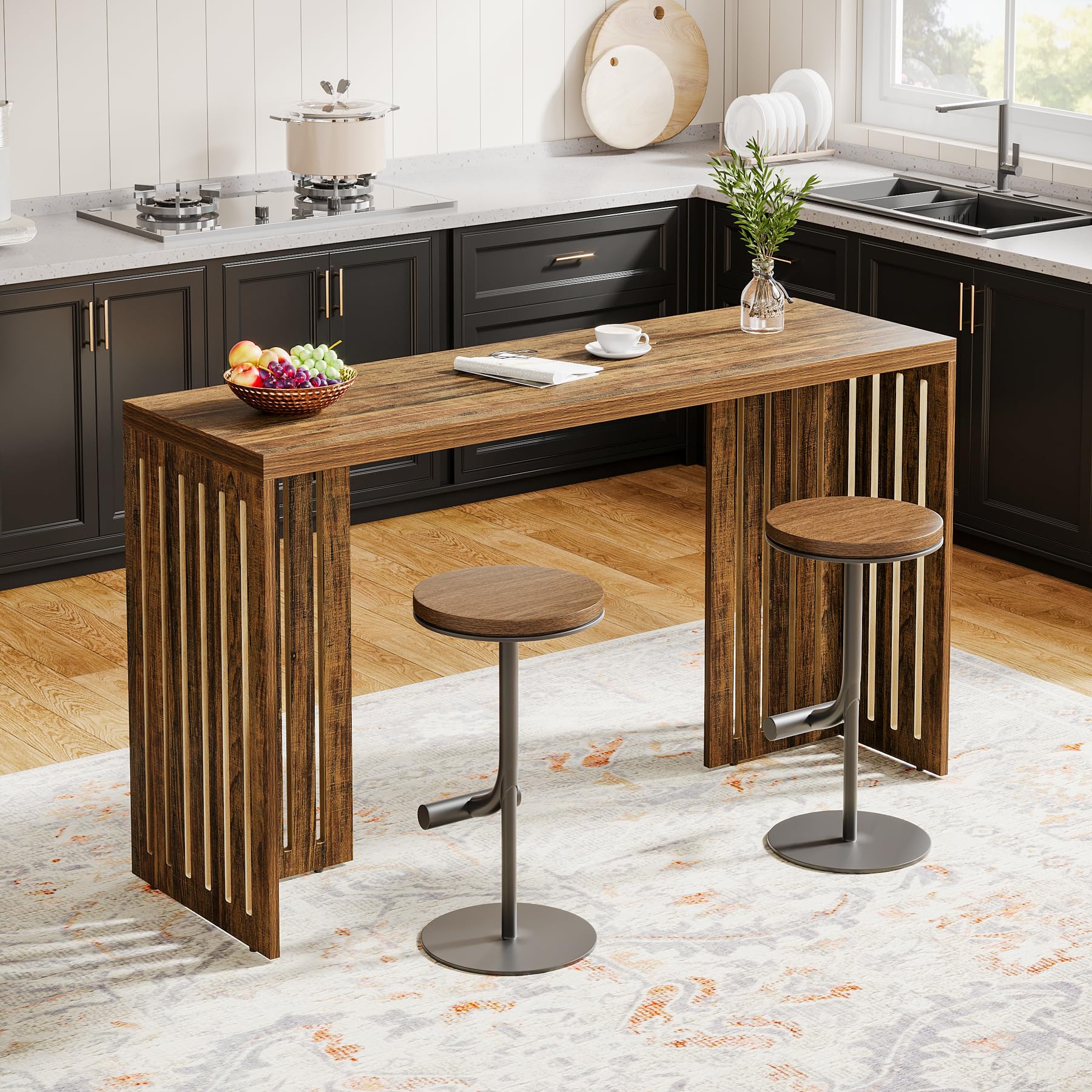 Bar Table, 63-Inch Counter Height Pub Table, Industrial Bar Height Table