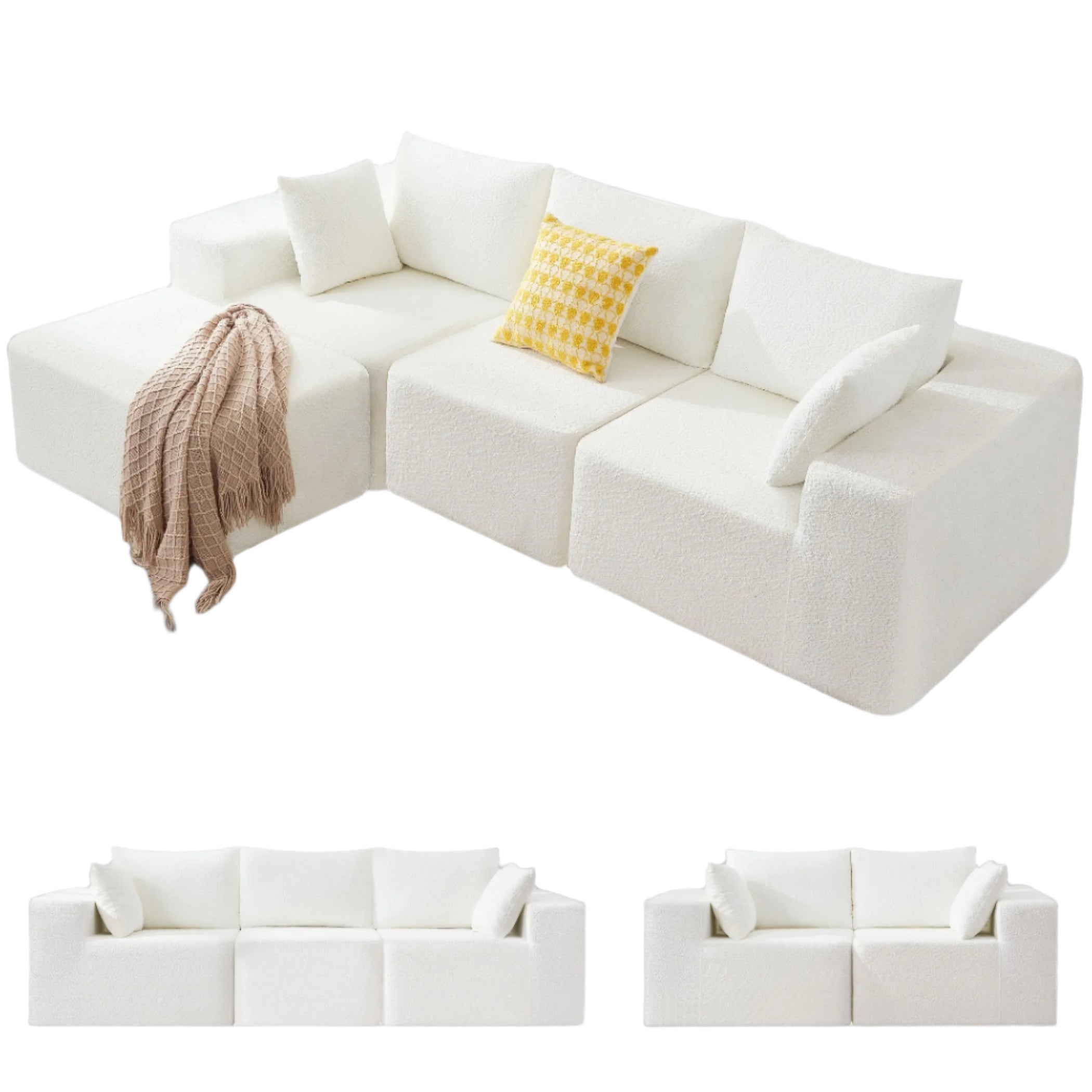 108" Modular Sectional Sofa, Modern L Shaped Cloud Couch,living room