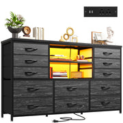 Black Dresser with LED Lights & Power Outlets