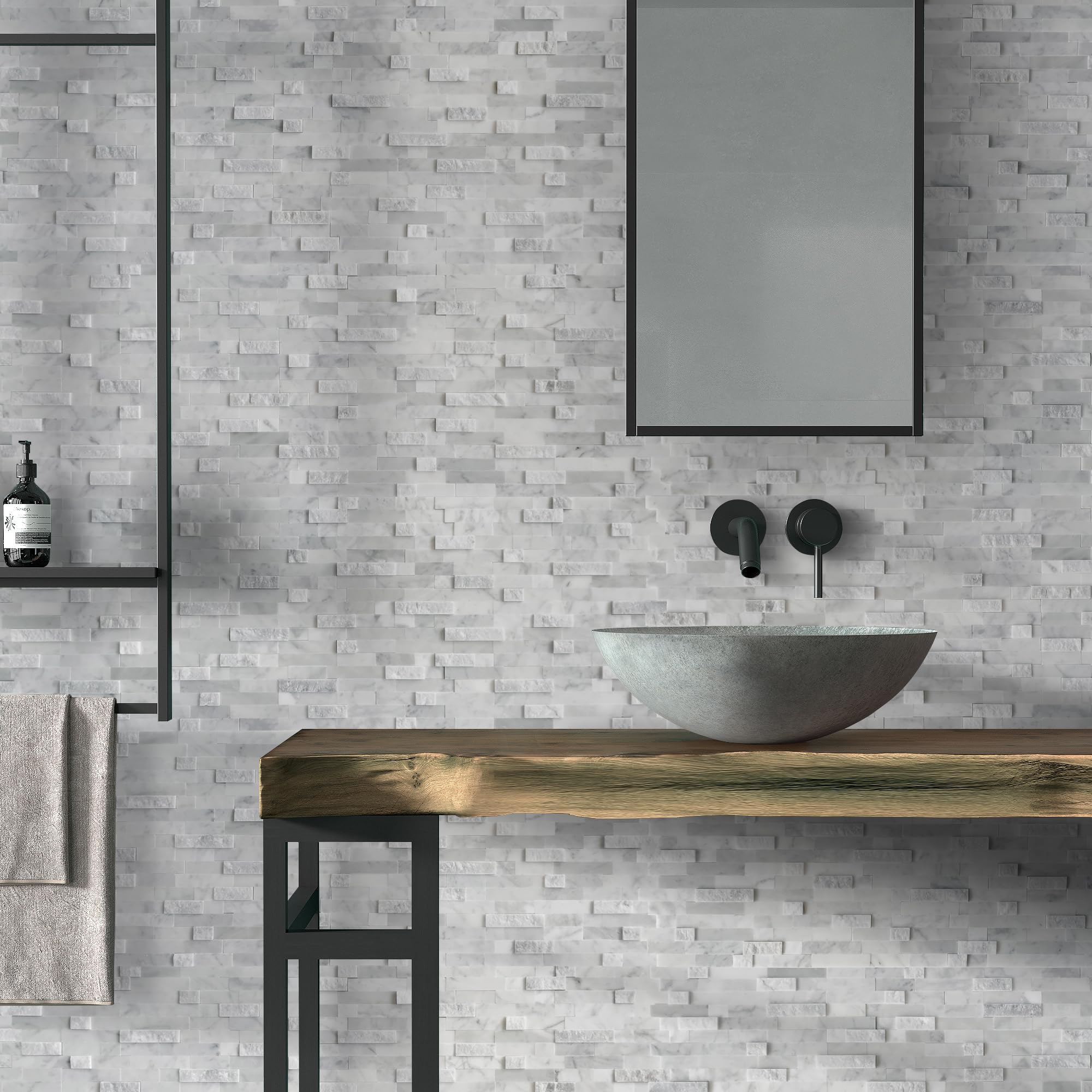 Peel and Stick Mosaic Natural 3D Stone Self Adhesive Tiles