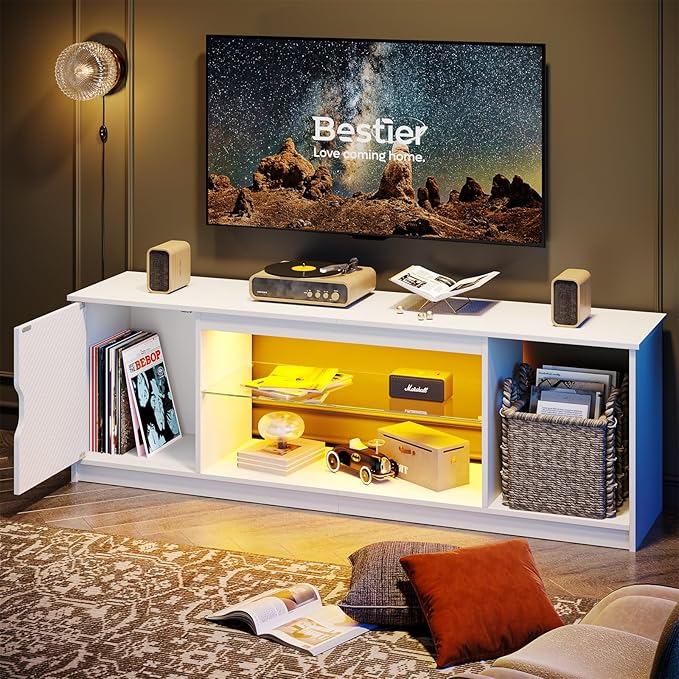 LED TV Stand for 55/60/65 Inch TV, Gaming Entertainment Center,living room