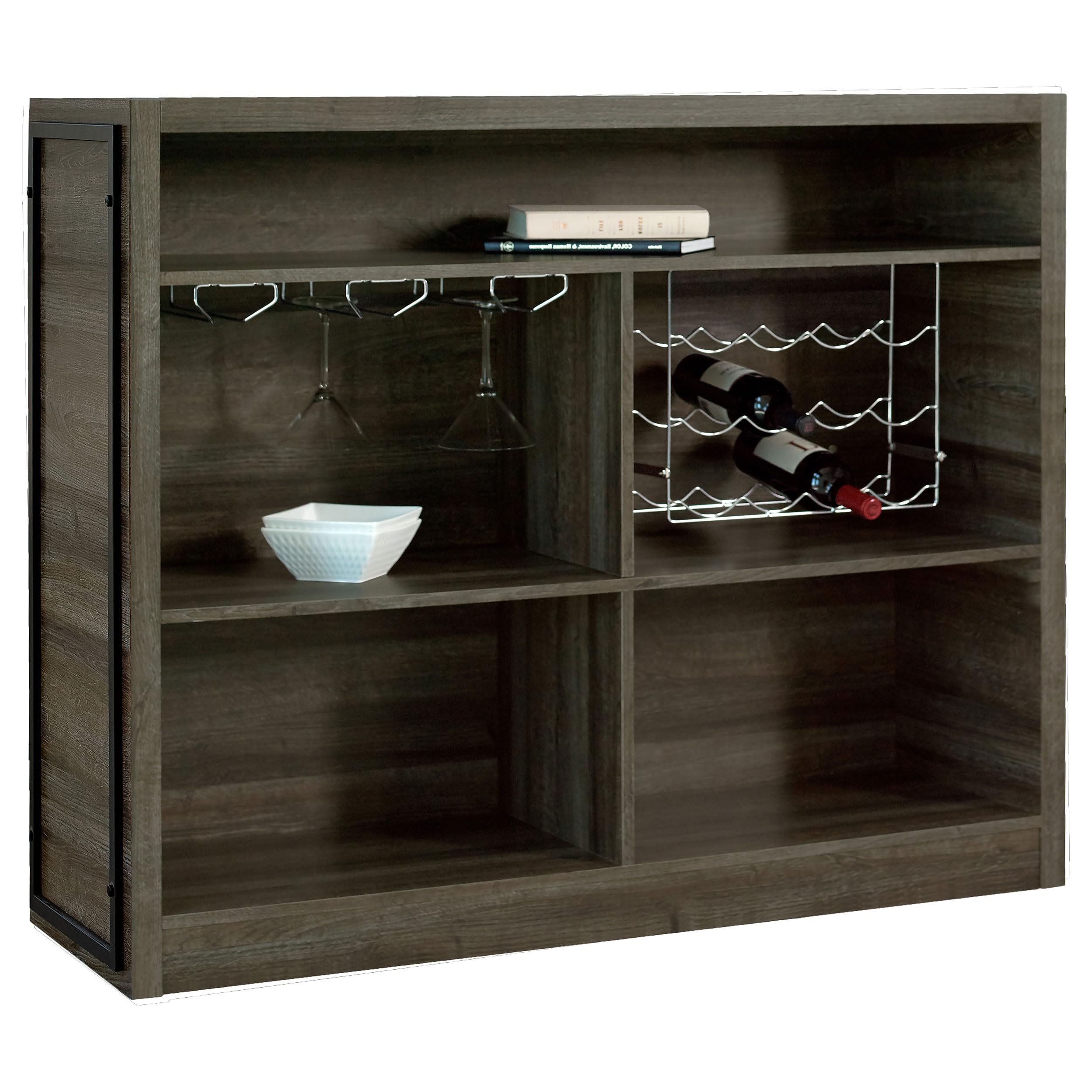 Joe Rustic Farmhouse 5-Shelf Home Bar Unit Wine Liquor