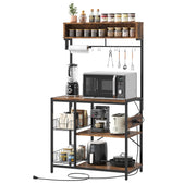 Bakers Rack with Power Outlet, 5-Tiers Microwave Stand with Storage