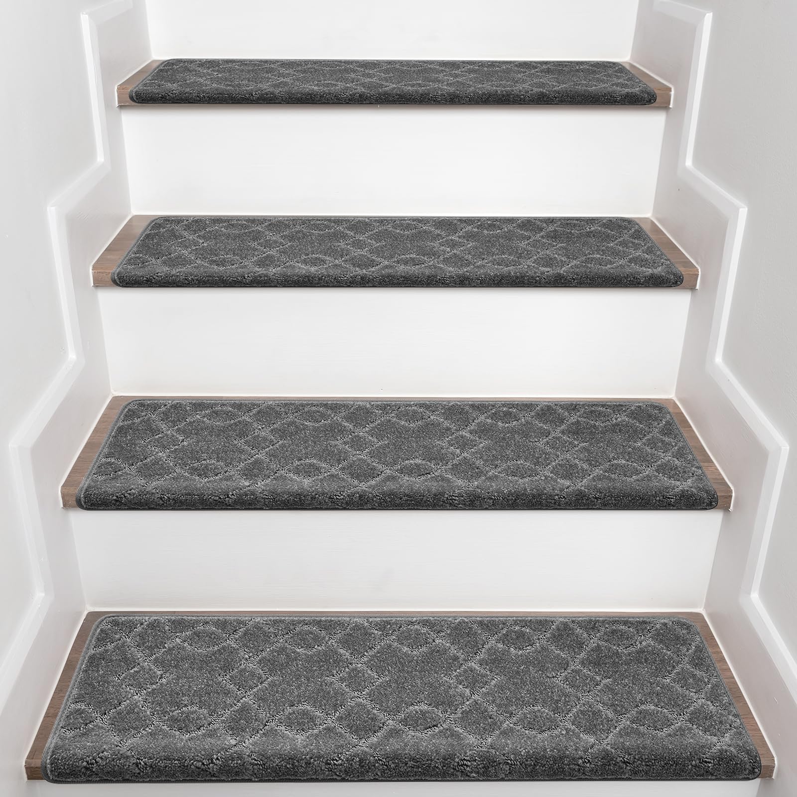 Bullnose Carpet Stair Treads, Stairs Carpet Non Slip 15 Pack