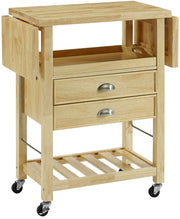 Bristol Drop Leaf Rolling Kitchen Cart with Serving Tray and Shelves