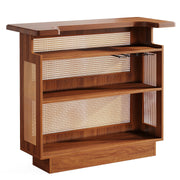 Home Bar Unit, 4-Tier Liquor Bar Table, Mini Bar with Wine Racks and Glass Holder