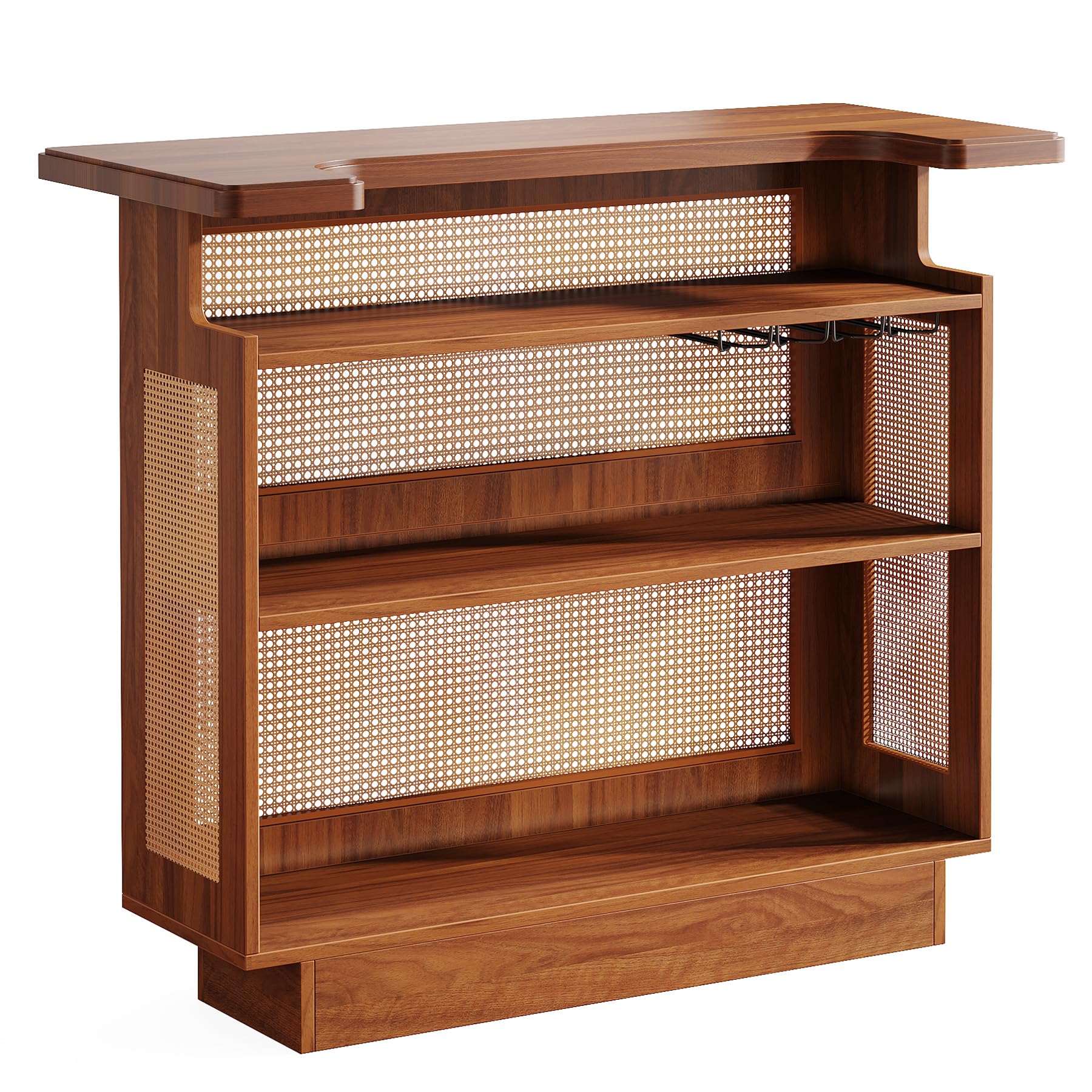 Home Bar Unit, 4-Tier Liquor Bar Table, Mini Bar with Wine Racks and Glass Holder