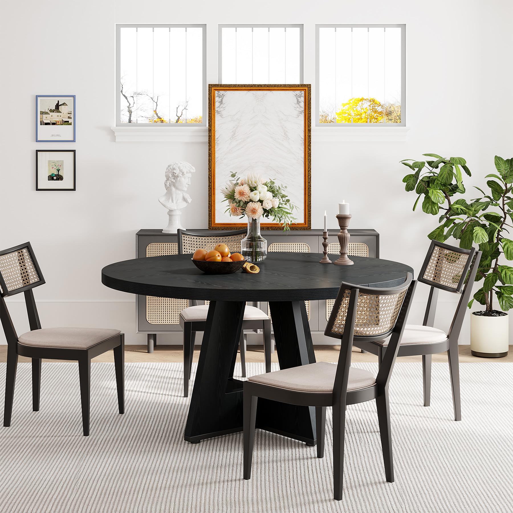 Round Dining Table Wood Kitchen Table for Dining Room