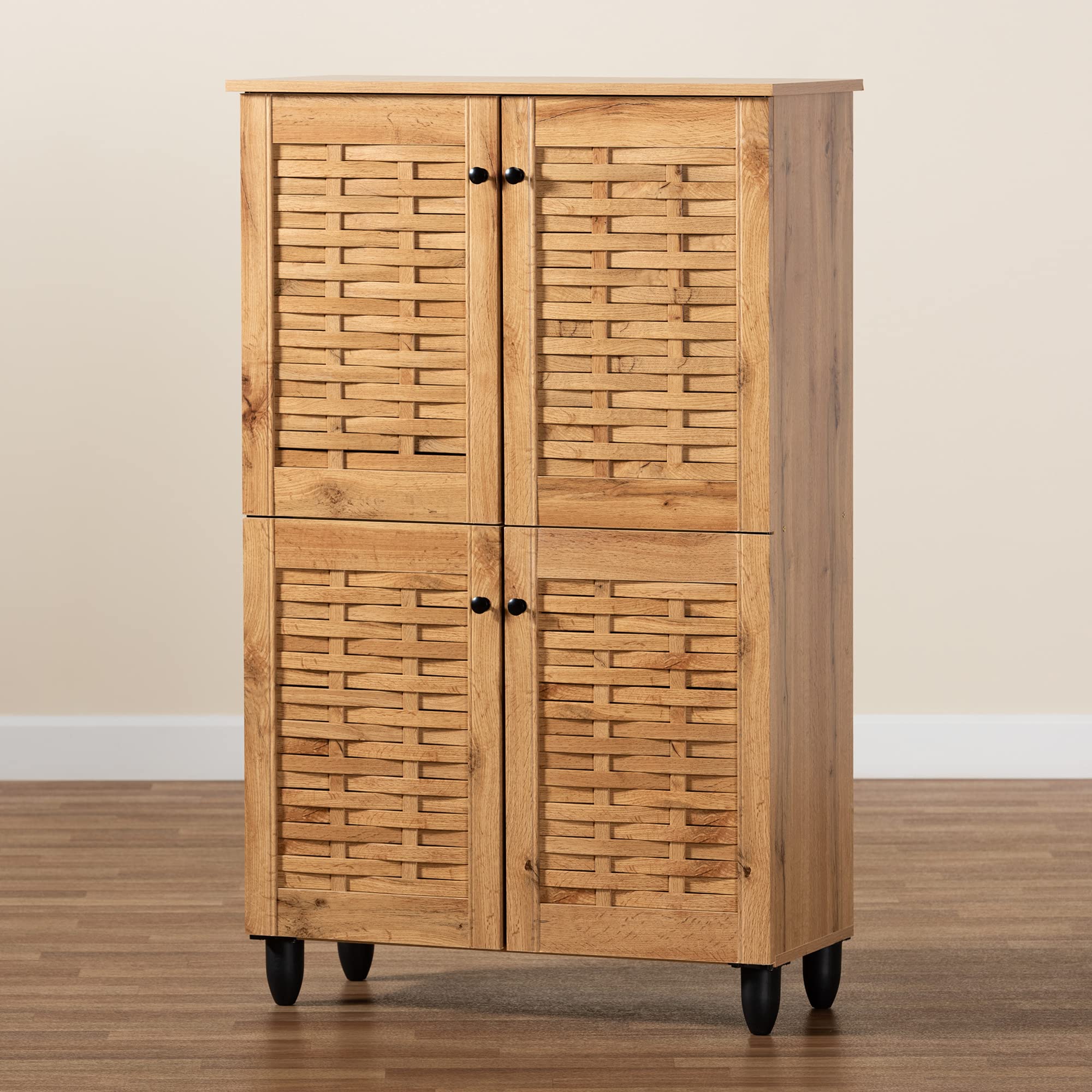 Winda Shoe Cabinets, Oak Brown/Black