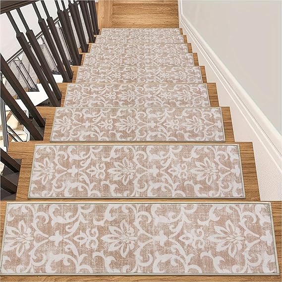 Carpet Stair Treads Non Slip Backing, 15 Pack 8" X 30" Stair Treads for Wooden Steps