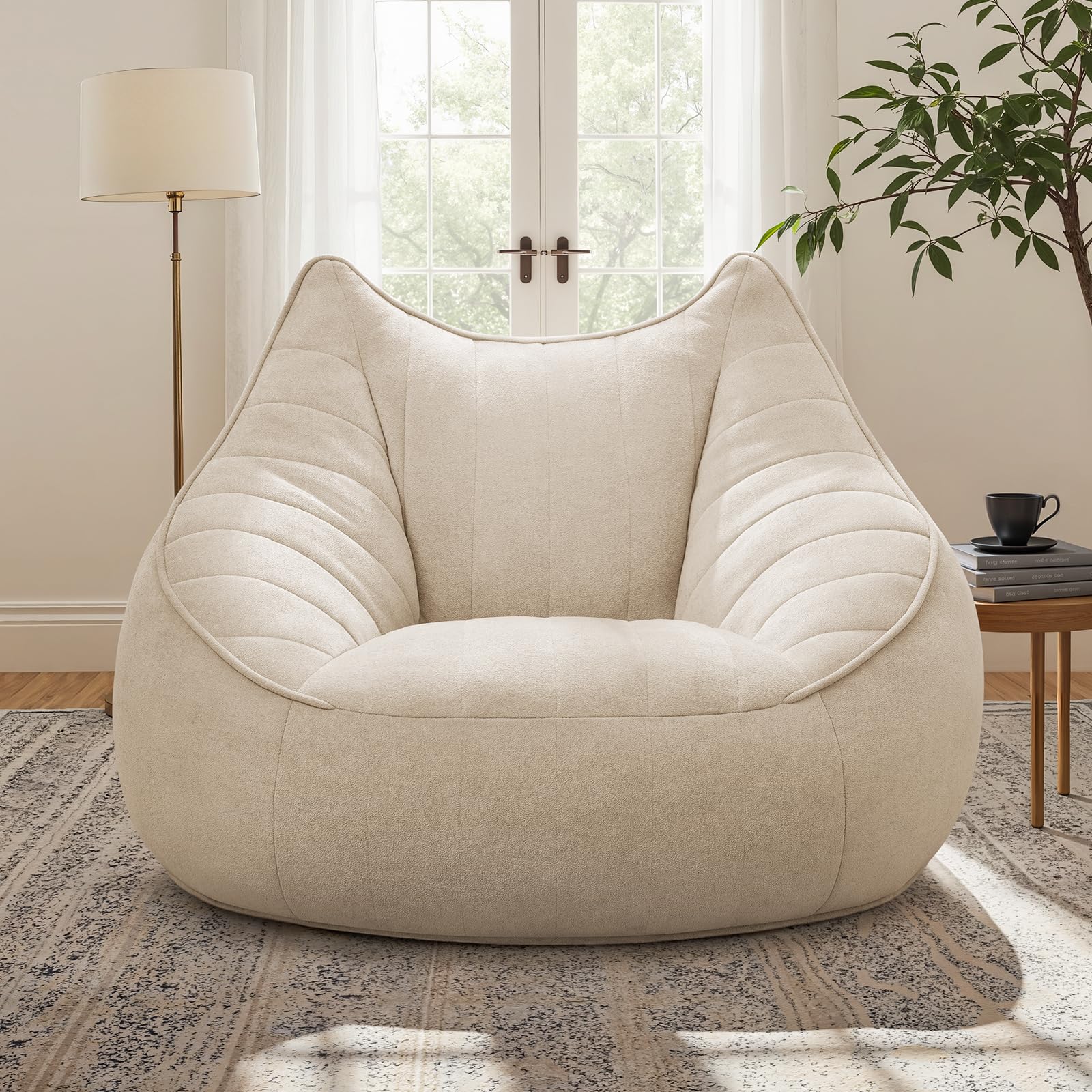 Cafy Reading Chair,Memory Foam Filling,Bean Bag Chair with Aesthetic Design