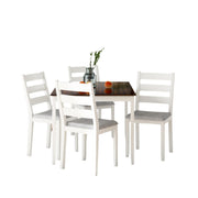 Reila 5-Piece Wood Dining Room Table Set for 4, White/Walnut