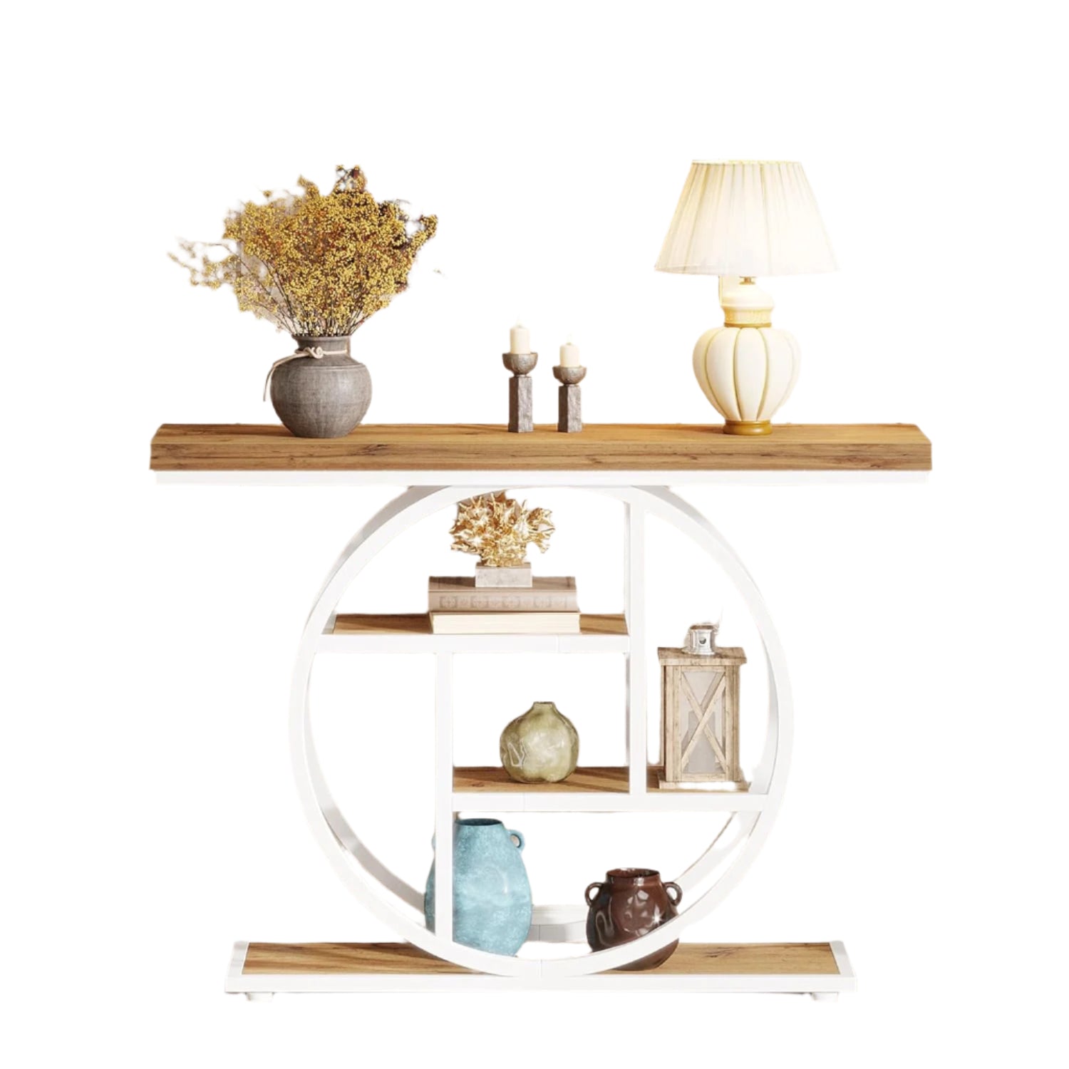 41.3" Console Table, Industrial 4-Tier Sofa Table Entryway Table