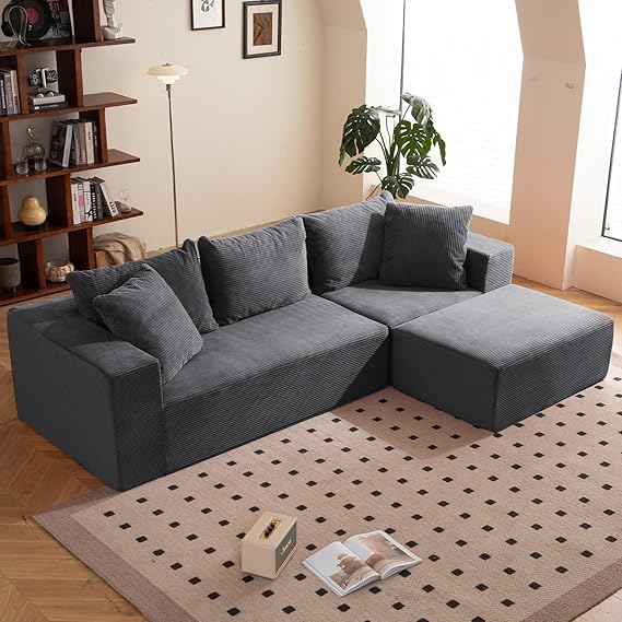 Modular Sectional Sofa, 108" L-Shaped Boneless Couch with Deep Seat
